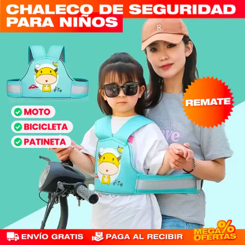 SafeRide™ CHALECO SOPORTE DE SEGURIDAD PARA NIÑOS - MOTO, BICICLETA Y MÁS