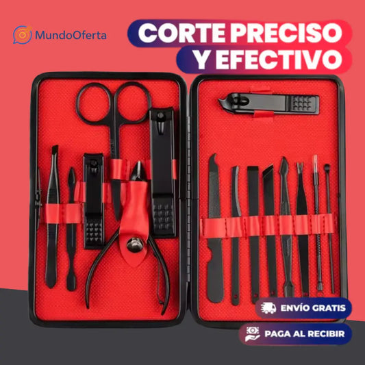 KIT CORTA UÑAS PIEZAS DE ALTA GAMA 16PZS GRATIS estuche